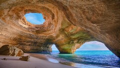 nature Sea beach rock cave horizon sand