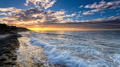 nature Sea sky sunset waves clouds