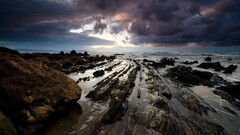 nature Sea stones clouds