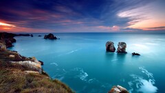 nature Sea sunset clouds Turquoise horizon coast