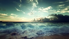 nature Sea waves sky horizon clouds