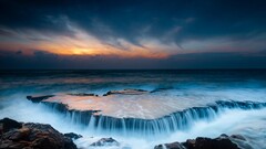 nature Sea waves sunset sky