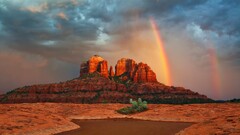 nature sky rainbows Arizona USA Cathedral Rock