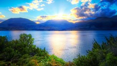 nature sunset Mountains clouds sky sunlight landscape