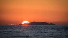 nature sunset Sea boat water sky sunlight