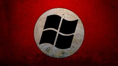 Nazi windows logo microsoft windows red background grunge logo