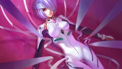 neon genesis evangelion Anime anime girls red eyes blue hair