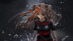 neon genesis evangelion asuka langley soryu germany soccer rain