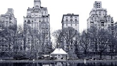 new york city water monochrome cityscape gray