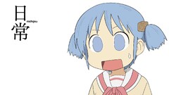 Nichijou Naganohara Mio white background Anime kanji blue hair