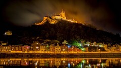 night landscape reflection town germany