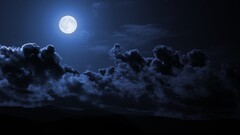 night moon sky clouds dark blue hills landscape storm