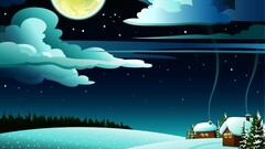 night moon winter artwork blue