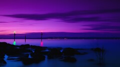 night Sea sky purple water dark purple sky