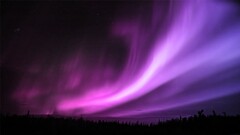 night Stars aurorae sky landscape pink purple