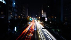 night Tokyo long exposure light trails road Japan traffic