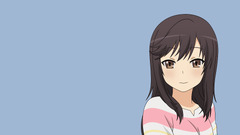 Non Non Biyori anime girls blue background brunette brown eyes