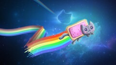 nyan cat cartoon video games humor rainbows blue artwork cats