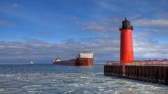 oil tanker ice lighthouse Sea vehicle ship sky
