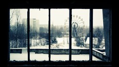 old black Pripyat abandoned ruin Chernobyl Ukraine