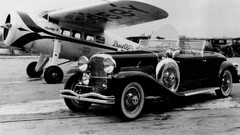 old car monochrome airplane