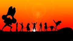 One Piece Anime silhouette orange background sky