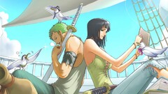 One Piece Nico Robin Roronoa Zoro Anime Birds Animals seagulls