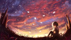 original characters clouds anime girls Anime