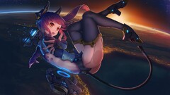 original characters purple hair thigh highs anime girls Anime