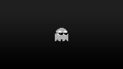 pacman Minimalism video games retro games pixel art gray shades
