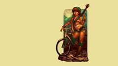 painting bicycle guitar fantasy girl fantasy art