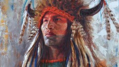 painting Native Americans headdress Men artwork