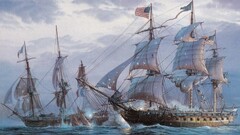 painting sailing ship American Flag Sea ship artwork