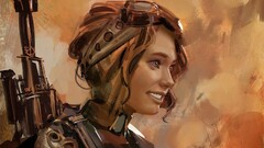 painting smiling Women futuristic artwork face