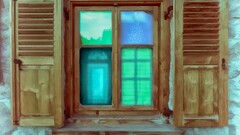 panoramas Livigno window artwork 2014 (Year) Turquoise