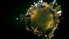 panoramic sphere pavements building night
