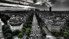 Paris France City cityscape selective coloring sky street