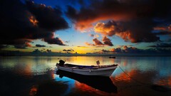 photography boat sunset landscape sky clouds vehicle sunlight