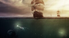 pirates underwater ship creature fantasy art