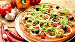 pizza vegetables food tomatoes peppers chilli peppers garlic