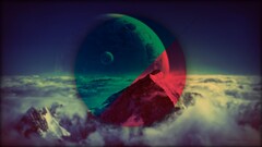 planet circle geometry colorful Mountains Space shapes polyscape
