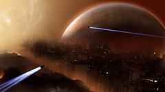 planet City science fiction spaceship futuristic artwork