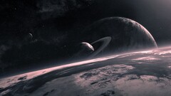 planet space art planetary rings Space qauz digital art