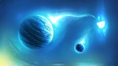 planet Space digital art space art cyan