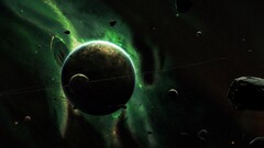 planet Space nebula space art Green digital art deviantart