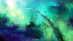 planet Stars nebula space art digital art Space Green