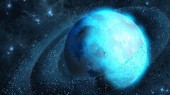 planetary rings planet space art digital art cyan