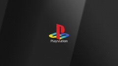 playstation video games logo gray background