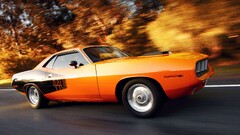 Plymouth Barracuda orange cars Car road asphalt vehicle