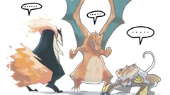 Pokémon charizard digital art Anime Simple Background